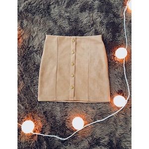 Suede button up skirt